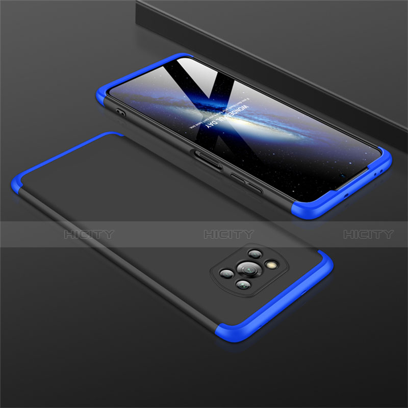 Funda Dura Plastico Rigida Carcasa Mate Frontal y Trasera 360 Grados M01 para Xiaomi Poco X3 Pro Azul y Negro