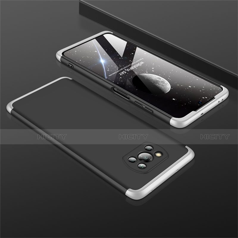 Funda Dura Plastico Rigida Carcasa Mate Frontal y Trasera 360 Grados M01 para Xiaomi Poco X3 Pro Plata y Negro