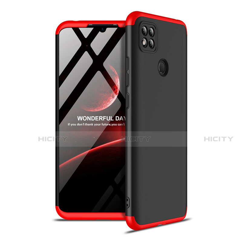 Funda Dura Plastico Rigida Carcasa Mate Frontal y Trasera 360 Grados M01 para Xiaomi Redmi 9 India Rojo y Negro