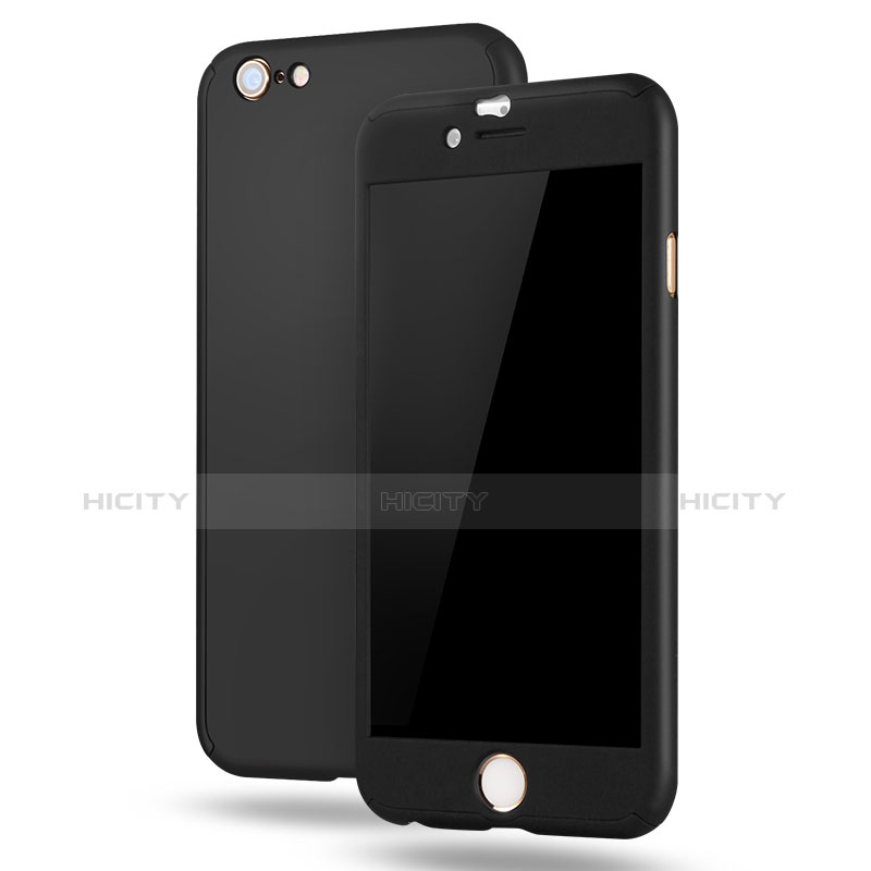 Funda Dura Plastico Rigida Carcasa Mate Frontal y Trasera 360 Grados M02 para Apple iPhone 6 Plus Negro