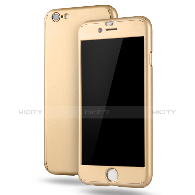 Funda Dura Plastico Rigida Carcasa Mate Frontal y Trasera 360 Grados M02 para Apple iPhone 6 Plus Oro