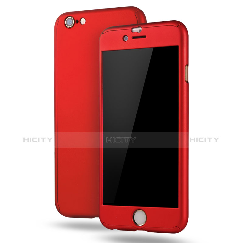 Funda Dura Plastico Rigida Carcasa Mate Frontal y Trasera 360 Grados M02 para Apple iPhone 6 Plus Rojo