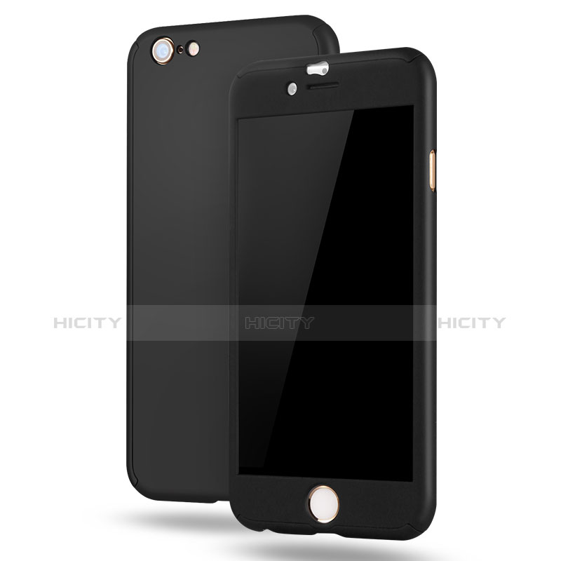 Funda Dura Plastico Rigida Carcasa Mate Frontal y Trasera 360 Grados M02 para Apple iPhone 6S Plus Negro