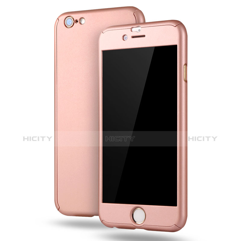 Funda Dura Plastico Rigida Carcasa Mate Frontal y Trasera 360 Grados M02 para Apple iPhone 6S Plus Oro Rosa