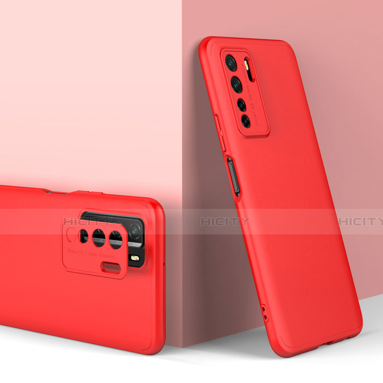 Funda Dura Plastico Rigida Carcasa Mate Frontal y Trasera 360 Grados P01 para Huawei Nova 7 SE 5G Rojo