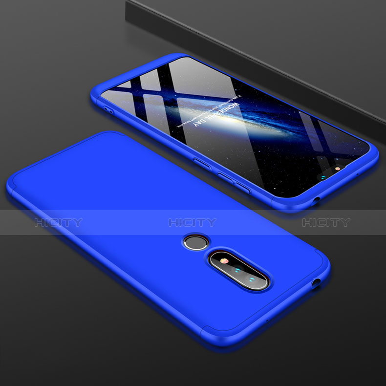 Funda Dura Plastico Rigida Carcasa Mate Frontal y Trasera 360 Grados P01 para Nokia 6.1 Plus Azul