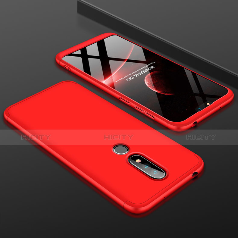 Funda Dura Plastico Rigida Carcasa Mate Frontal y Trasera 360 Grados P01 para Nokia X6 Rojo