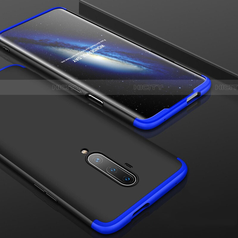 Funda Dura Plastico Rigida Carcasa Mate Frontal y Trasera 360 Grados P01 para OnePlus 7T Pro Azul y Negro