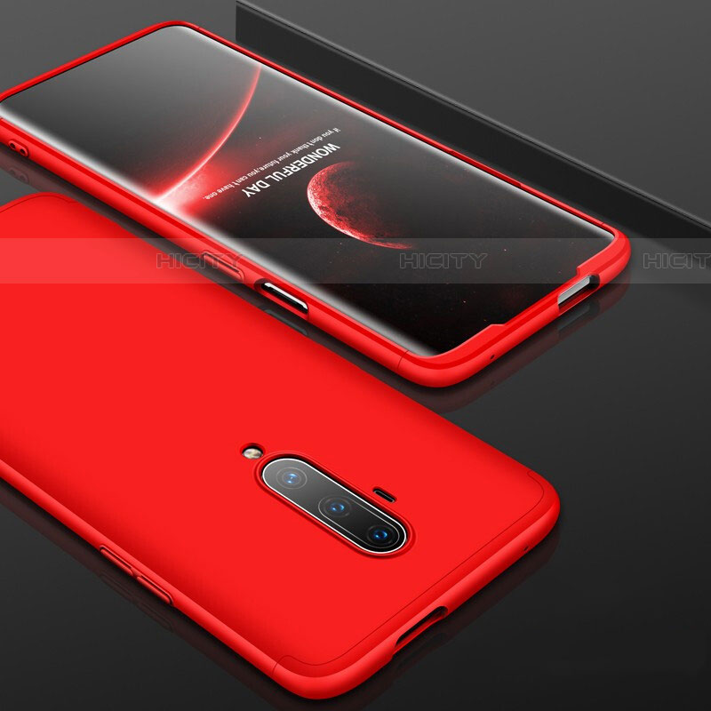 Funda Dura Plastico Rigida Carcasa Mate Frontal y Trasera 360 Grados P01 para OnePlus 7T Pro Rojo