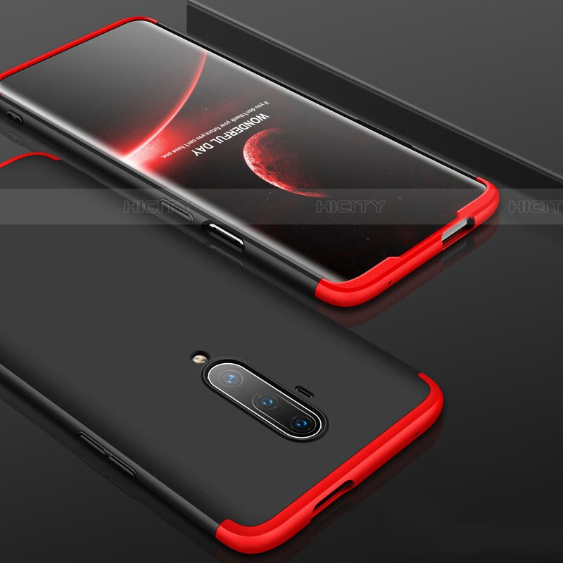 Funda Dura Plastico Rigida Carcasa Mate Frontal y Trasera 360 Grados P01 para OnePlus 7T Pro Rojo y Negro