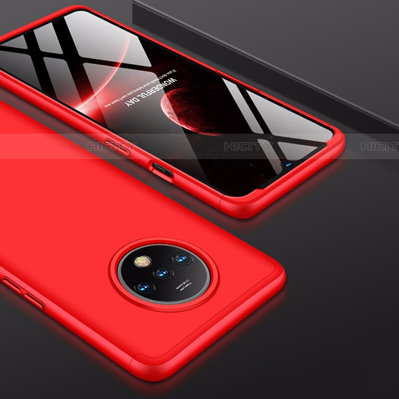 Funda Dura Plastico Rigida Carcasa Mate Frontal y Trasera 360 Grados P01 para OnePlus 7T Rojo