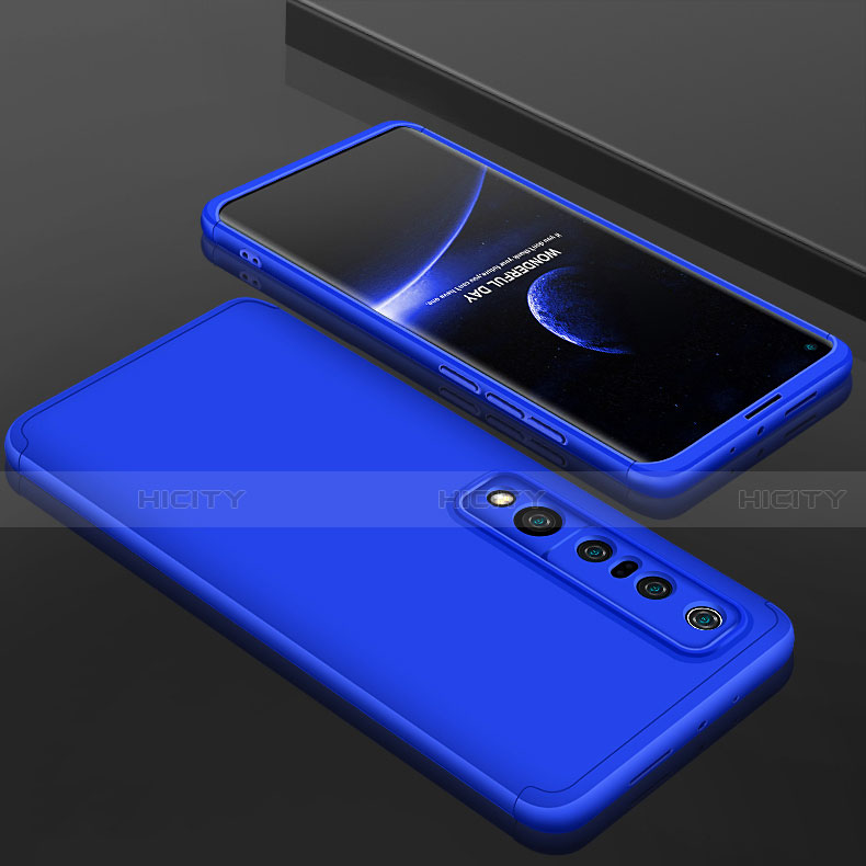 Funda Dura Plastico Rigida Carcasa Mate Frontal y Trasera 360 Grados P01 para Xiaomi Mi 10 Pro Azul