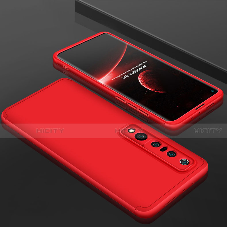 Funda Dura Plastico Rigida Carcasa Mate Frontal y Trasera 360 Grados P01 para Xiaomi Mi 10 Pro Rojo