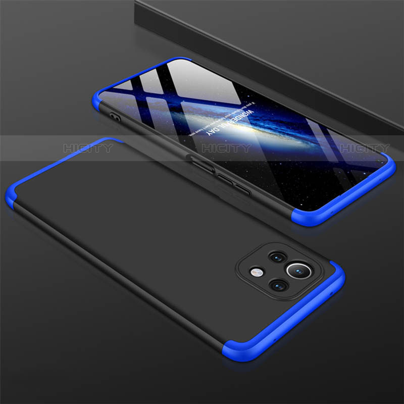 Funda Dura Plastico Rigida Carcasa Mate Frontal y Trasera 360 Grados P01 para Xiaomi Mi 11 Lite 4G Azul y Negro