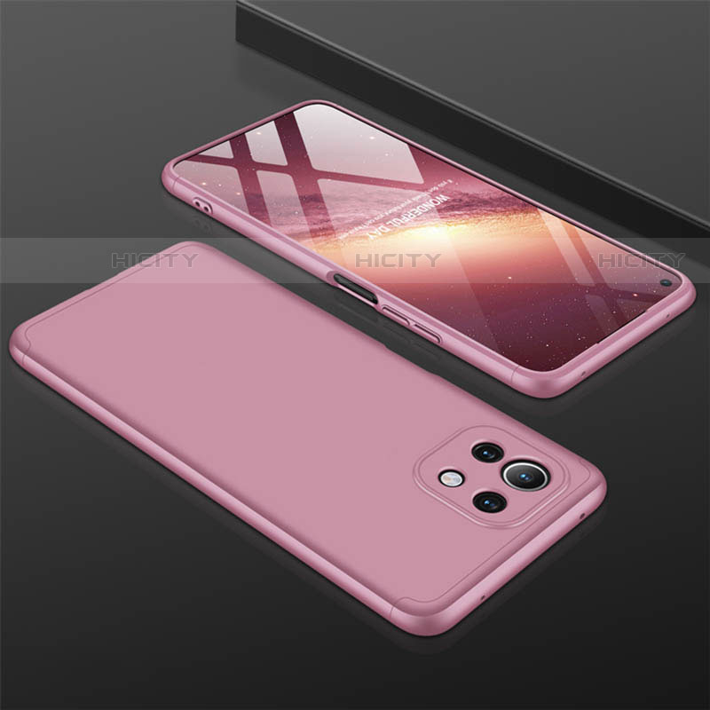 Funda Dura Plastico Rigida Carcasa Mate Frontal y Trasera 360 Grados P01 para Xiaomi Mi 11 Lite 5G NE Oro Rosa