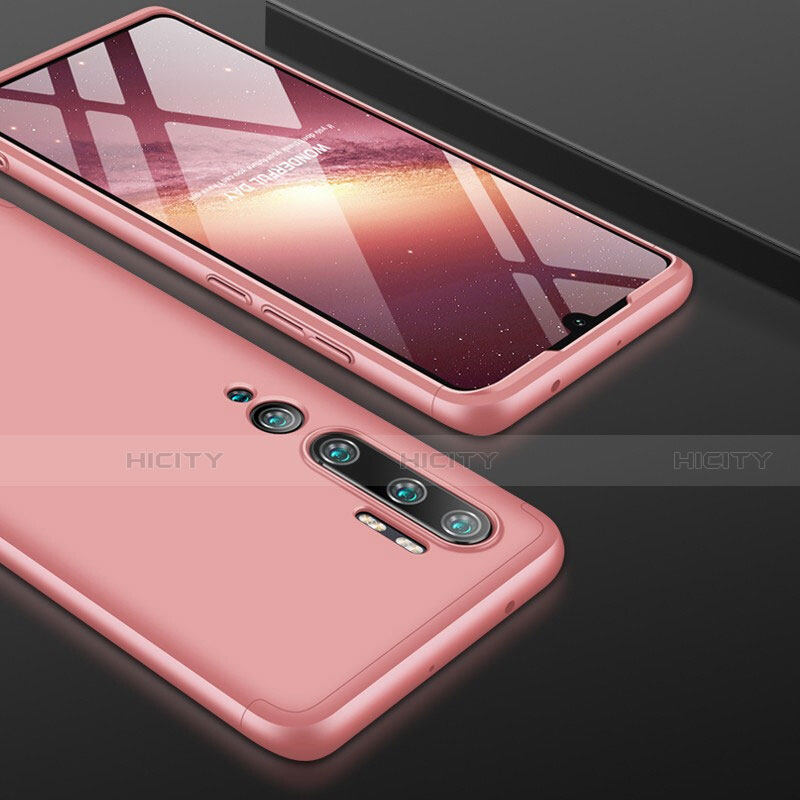 Funda Dura Plastico Rigida Carcasa Mate Frontal y Trasera 360 Grados P01 para Xiaomi Mi Note 10 Oro Rosa