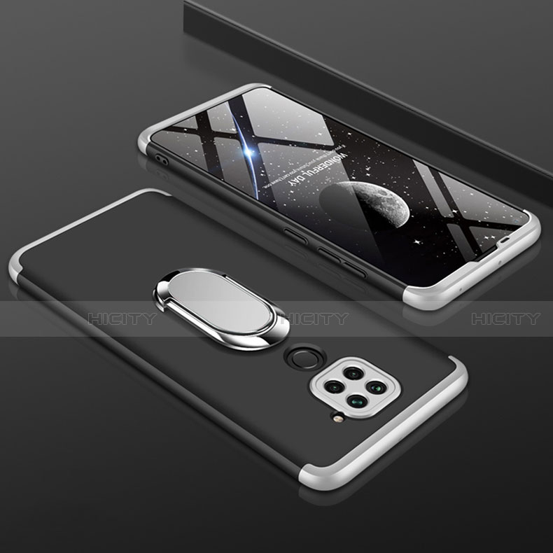 Funda Dura Plastico Rigida Carcasa Mate Frontal y Trasera 360 Grados P01 para Xiaomi Redmi 10X 4G Plata y Negro