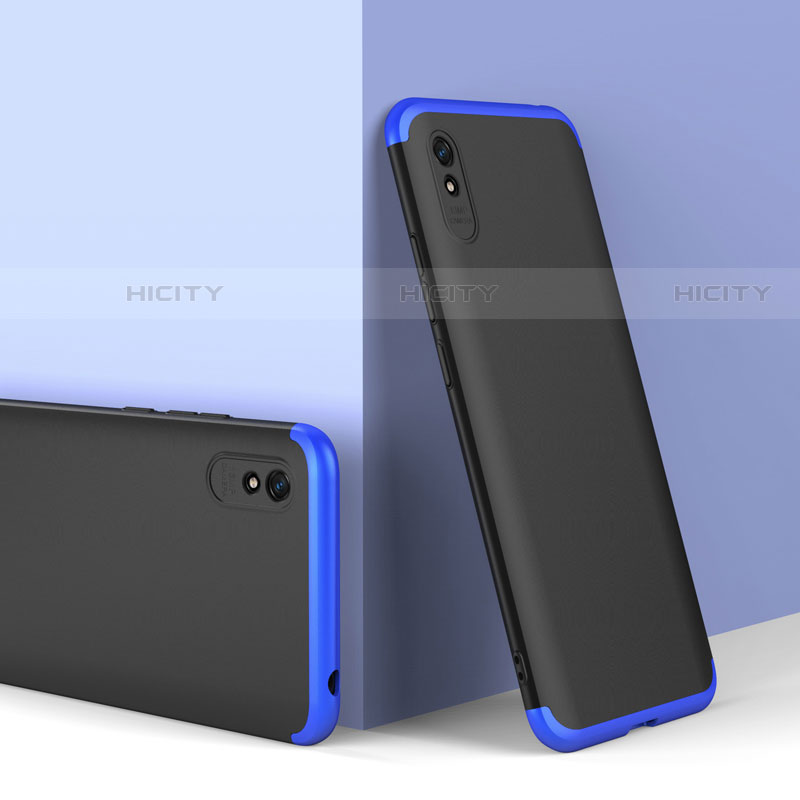 Funda Dura Plastico Rigida Carcasa Mate Frontal y Trasera 360 Grados P01 para Xiaomi Redmi 9A Azul y Negro