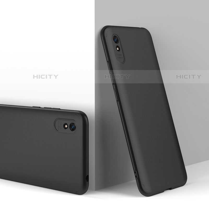 Funda Dura Plastico Rigida Carcasa Mate Frontal y Trasera 360 Grados P01 para Xiaomi Redmi 9A Negro