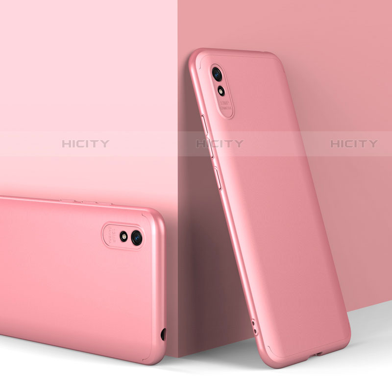 Funda Dura Plastico Rigida Carcasa Mate Frontal y Trasera 360 Grados P01 para Xiaomi Redmi 9A Oro Rosa