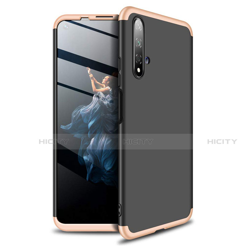 Funda Dura Plastico Rigida Carcasa Mate Frontal y Trasera 360 Grados P02 para Huawei Honor 20S Oro y Negro