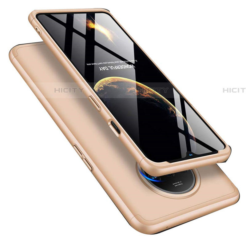 Funda Dura Plastico Rigida Carcasa Mate Frontal y Trasera 360 Grados P02 para OnePlus 7T Oro