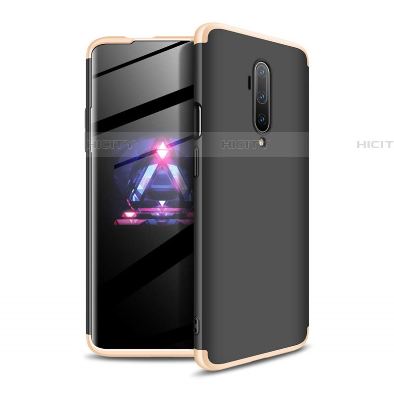 Funda Dura Plastico Rigida Carcasa Mate Frontal y Trasera 360 Grados P02 para OnePlus 7T Pro Oro y Negro