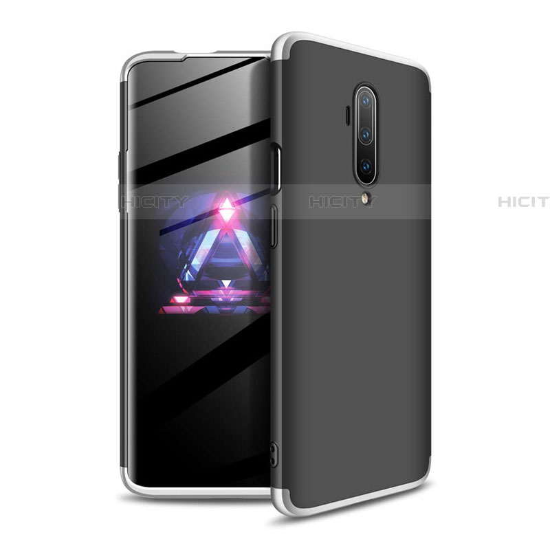 Funda Dura Plastico Rigida Carcasa Mate Frontal y Trasera 360 Grados P02 para OnePlus 7T Pro Plata y Negro