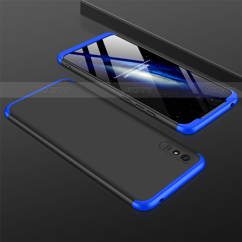 Funda Dura Plastico Rigida Carcasa Mate Frontal y Trasera 360 Grados P03 para Xiaomi Redmi 9A Azul y Negro