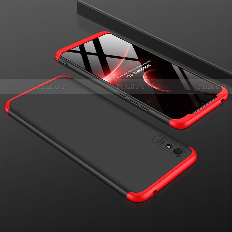 Funda Dura Plastico Rigida Carcasa Mate Frontal y Trasera 360 Grados P03 para Xiaomi Redmi 9A Rojo y Negro