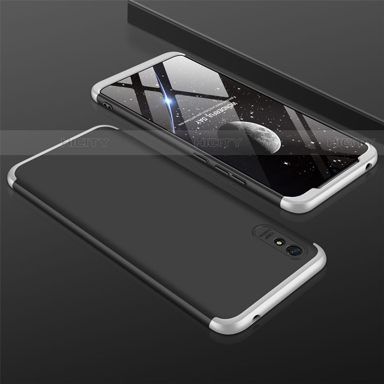 Funda Dura Plastico Rigida Carcasa Mate Frontal y Trasera 360 Grados P03 para Xiaomi Redmi 9i Plata y Negro