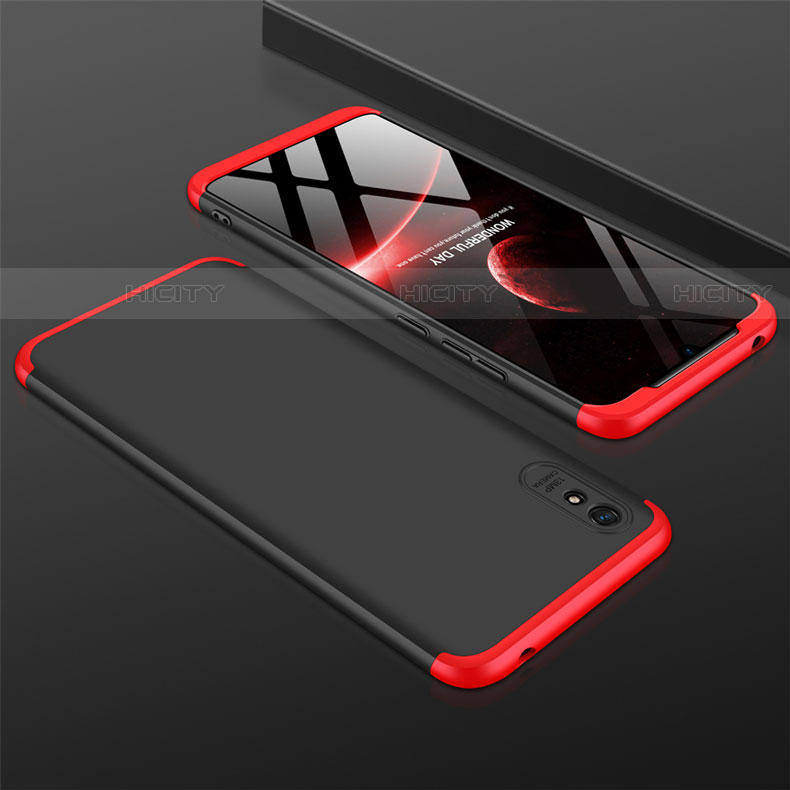 Funda Dura Plastico Rigida Carcasa Mate Frontal y Trasera 360 Grados P03 para Xiaomi Redmi 9i Rojo y Negro