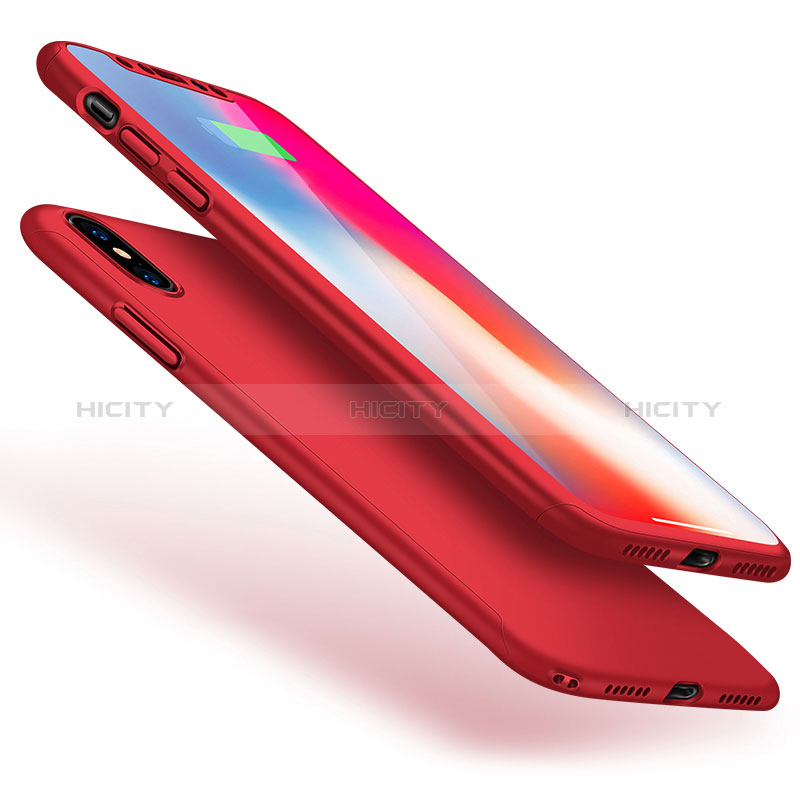 Funda Dura Plastico Rigida Carcasa Mate Frontal y Trasera 360 Grados para Apple iPhone Xs Max Rojo