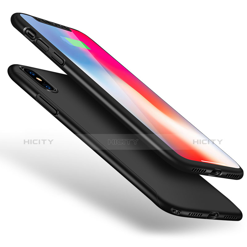 Funda Dura Plastico Rigida Carcasa Mate Frontal y Trasera 360 Grados para Apple iPhone Xs Negro