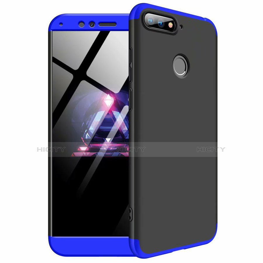 Funda Dura Plastico Rigida Carcasa Mate Frontal y Trasera 360 Grados para Huawei Enjoy 8e Azul y Negro