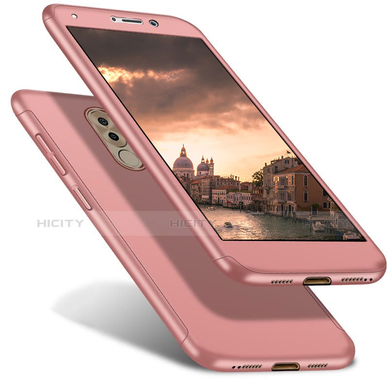 Funda Dura Plastico Rigida Carcasa Mate Frontal y Trasera 360 Grados para Huawei GR5 (2017) Oro Rosa