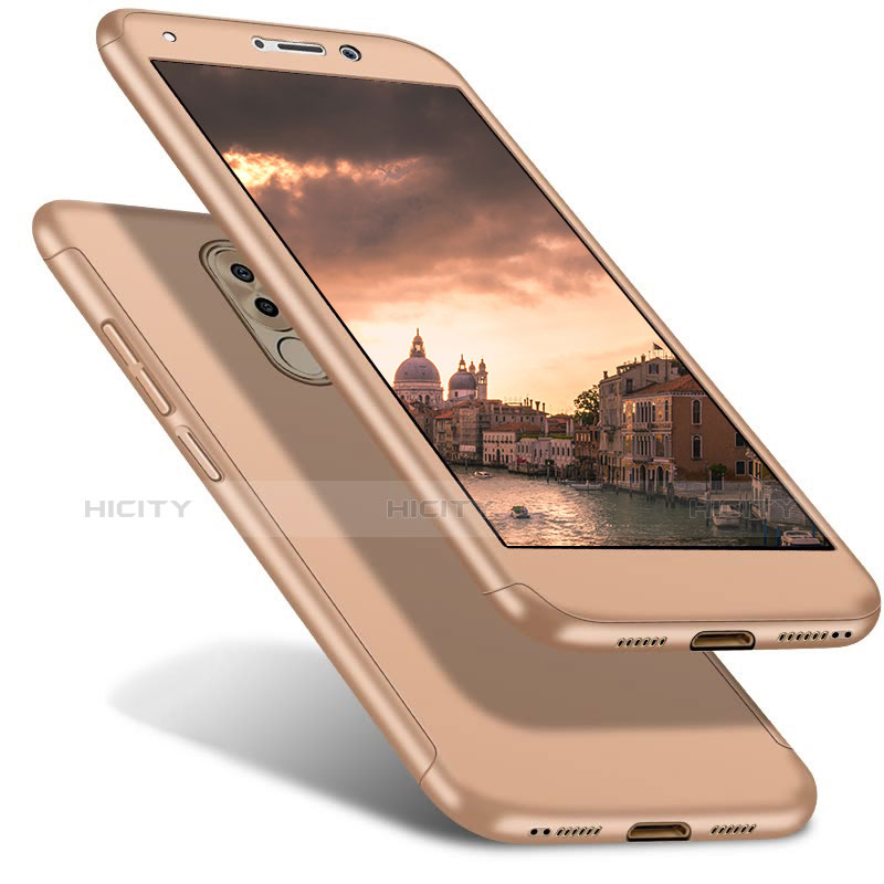 Funda Dura Plastico Rigida Carcasa Mate Frontal y Trasera 360 Grados para Huawei Honor 6X Pro Oro