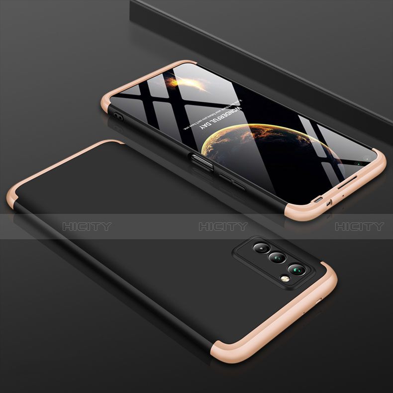 Funda Dura Plastico Rigida Carcasa Mate Frontal y Trasera 360 Grados para Huawei Honor V30 5G Oro y Negro