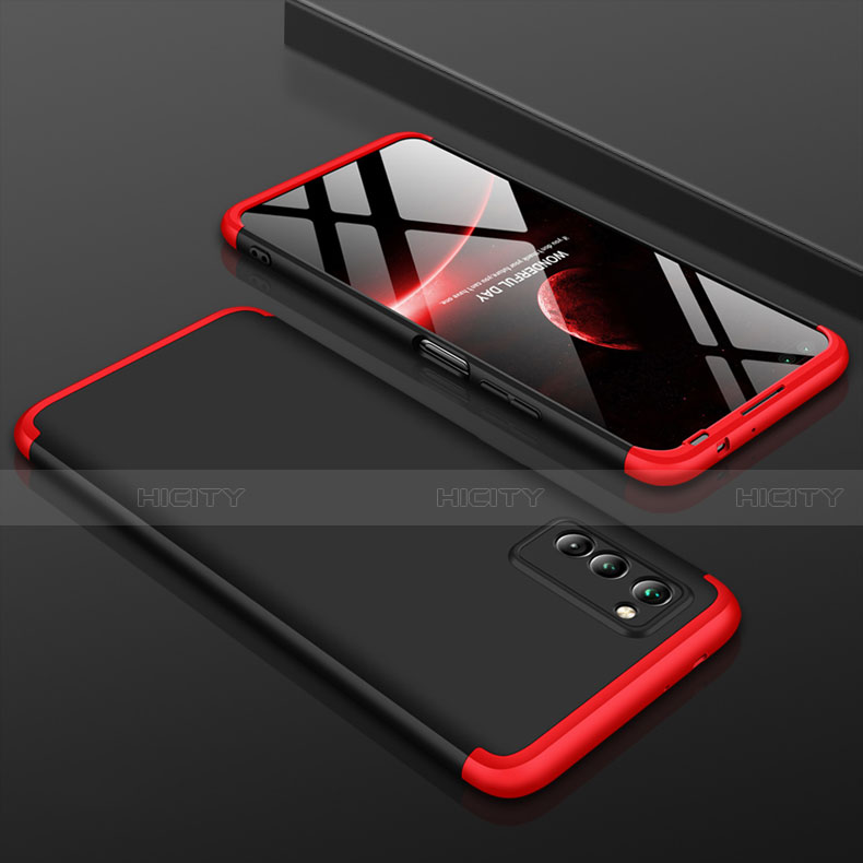 Funda Dura Plastico Rigida Carcasa Mate Frontal y Trasera 360 Grados para Huawei Honor V30 5G Rojo y Negro