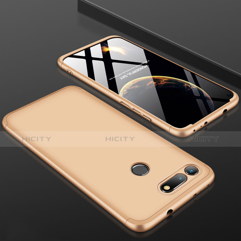 Funda Dura Plastico Rigida Carcasa Mate Frontal y Trasera 360 Grados para Huawei Honor View 20 Oro