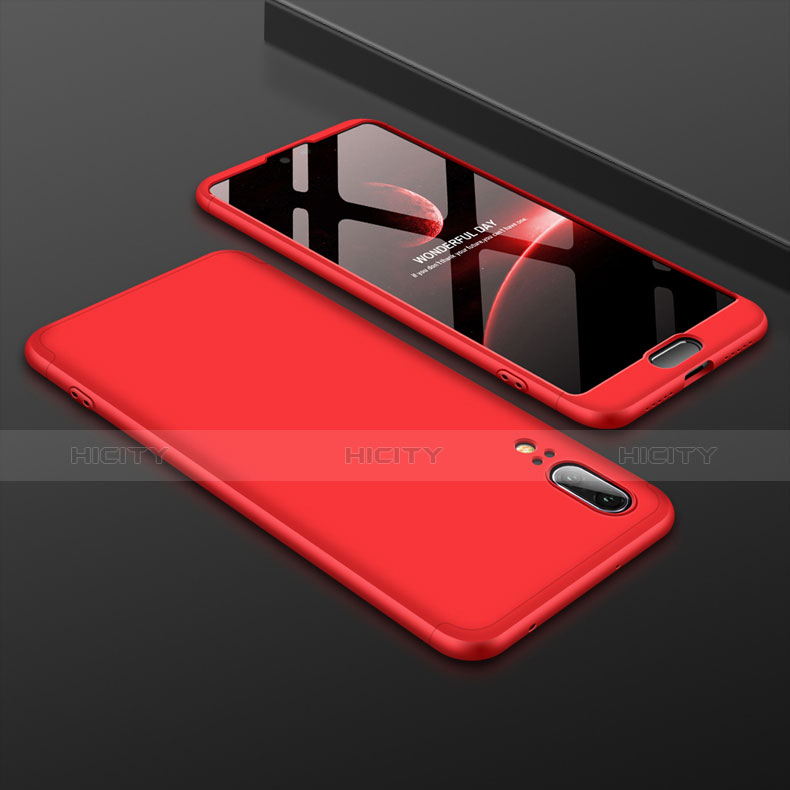 Funda Dura Plastico Rigida Carcasa Mate Frontal y Trasera 360 Grados para Huawei P20 Rojo