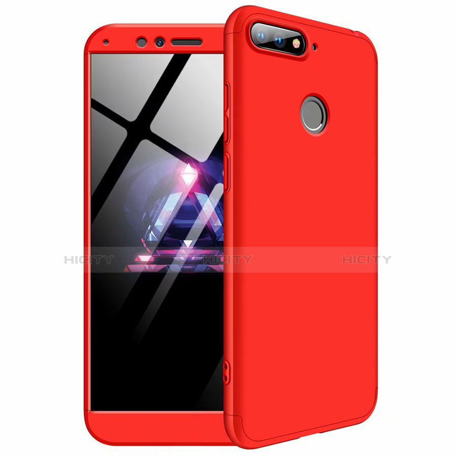 Funda Dura Plastico Rigida Carcasa Mate Frontal y Trasera 360 Grados para Huawei Y6 (2018) Rojo