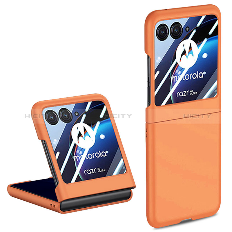 Funda Dura Plastico Rigida Carcasa Mate Frontal y Trasera 360 Grados para Motorola Moto Razr 40 Ultra 5G Naranja