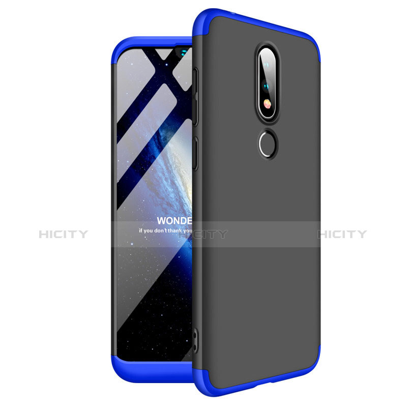 Funda Dura Plastico Rigida Carcasa Mate Frontal y Trasera 360 Grados para Nokia 6.1 Plus Azul y Negro