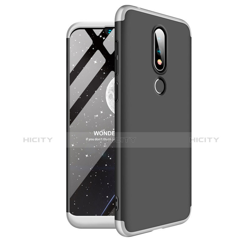 Funda Dura Plastico Rigida Carcasa Mate Frontal y Trasera 360 Grados para Nokia 6.1 Plus Plata