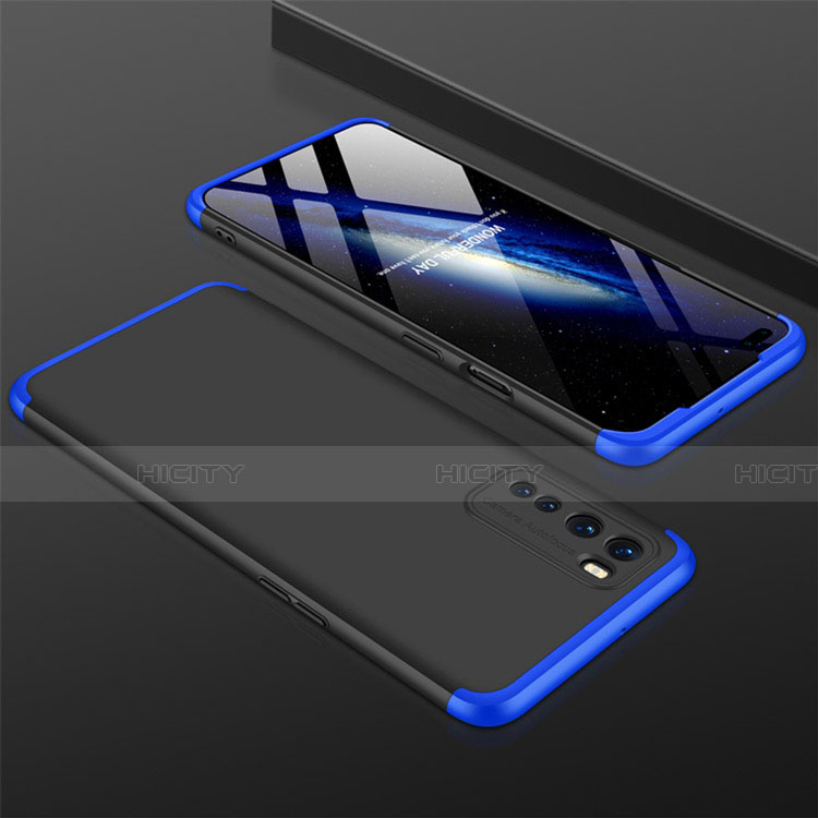 Funda Dura Plastico Rigida Carcasa Mate Frontal y Trasera 360 Grados para OnePlus Nord Azul y Negro