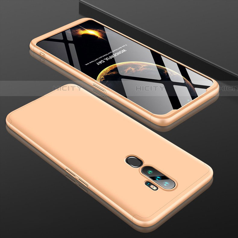 Funda Dura Plastico Rigida Carcasa Mate Frontal y Trasera 360 Grados para Oppo A11 Oro