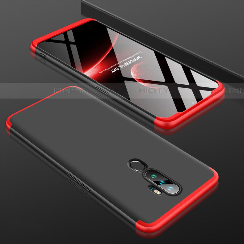 Funda Dura Plastico Rigida Carcasa Mate Frontal y Trasera 360 Grados para Oppo A11X Rojo y Negro