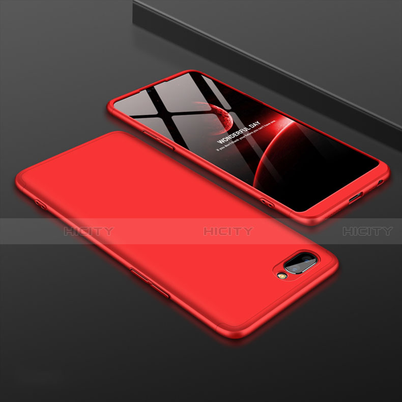 Funda Dura Plastico Rigida Carcasa Mate Frontal y Trasera 360 Grados para Oppo A12e Rojo