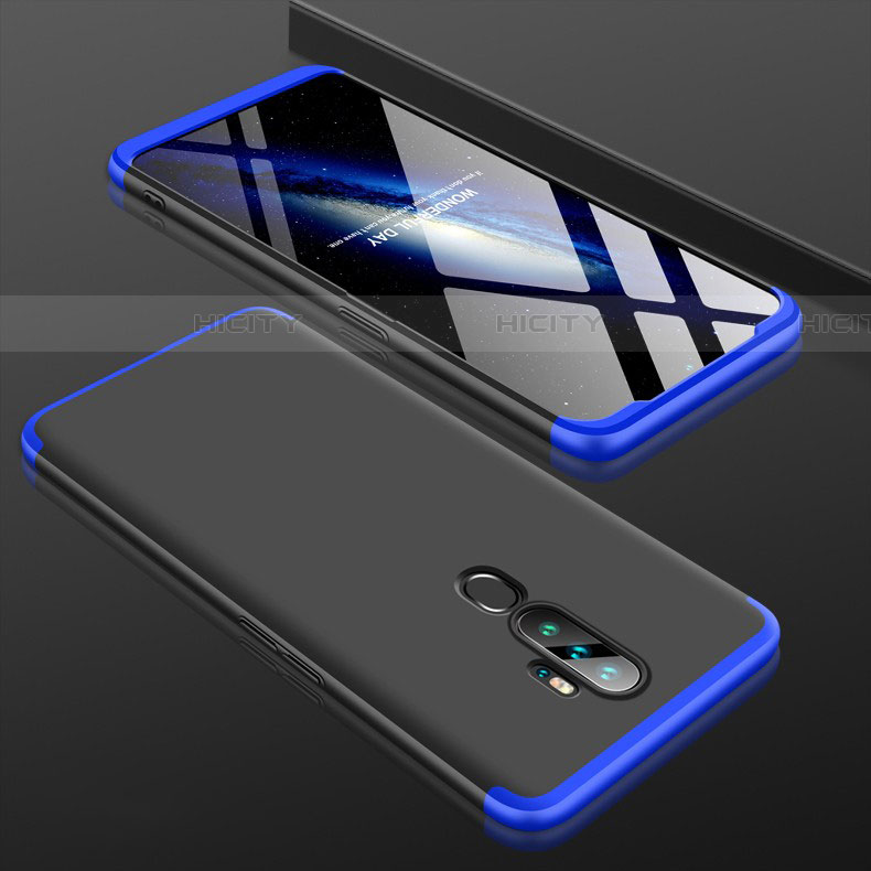 Funda Dura Plastico Rigida Carcasa Mate Frontal y Trasera 360 Grados para Oppo A9 (2020) Azul y Negro